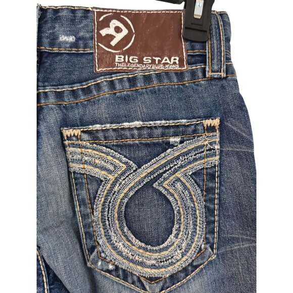 Big Star Union Straight Jeans Mens Size 29R Distressed Medium Wash Blue Denim - Picture 10 of 11